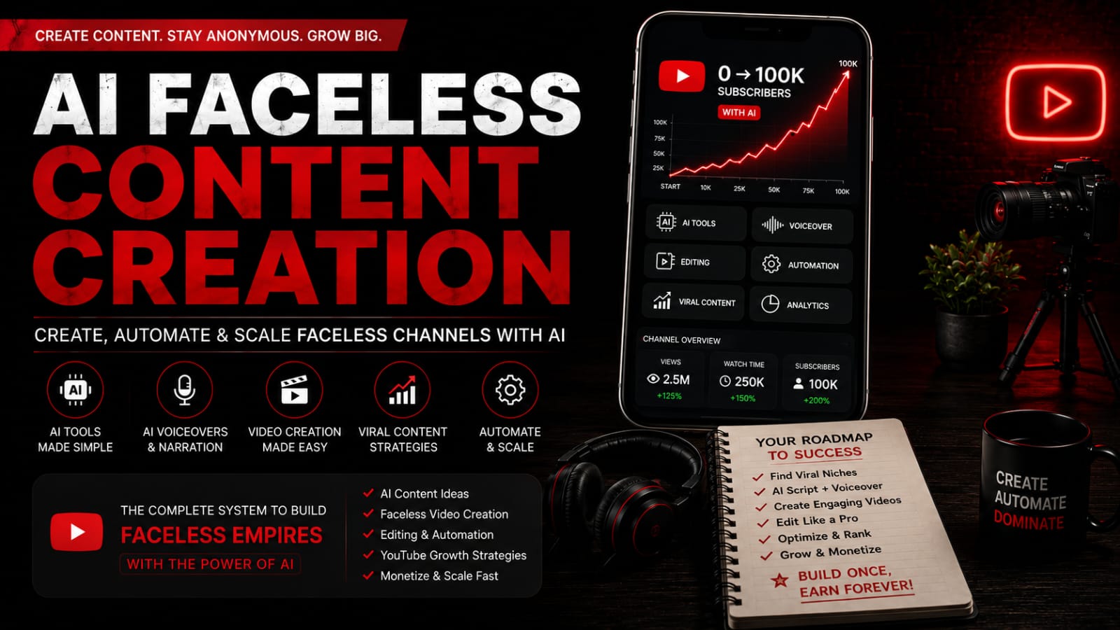 AI Faceless Content Creation course banner